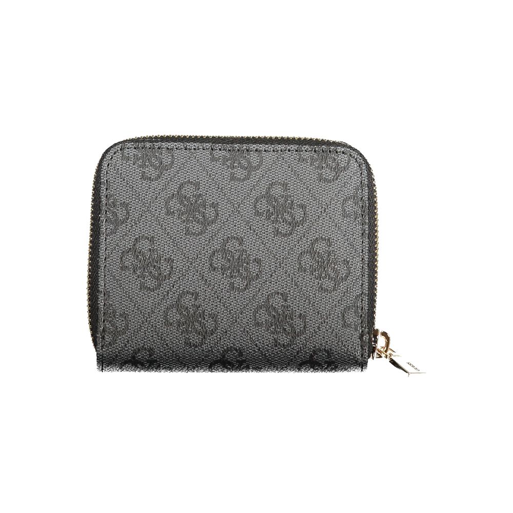 Black Guess Jeans women's wallet made of polyethylene, featuring a sleek design and multiple card slots.
