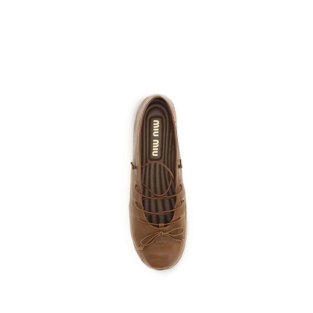 Miu Miu Brown Lamb Ovis Aries Aries Ballet Flats Miu Miu