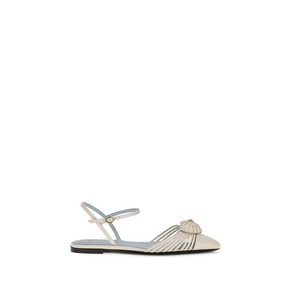 Valentino Garavani Beige Goatskin Flat Sandals - Eljoys Fashion 