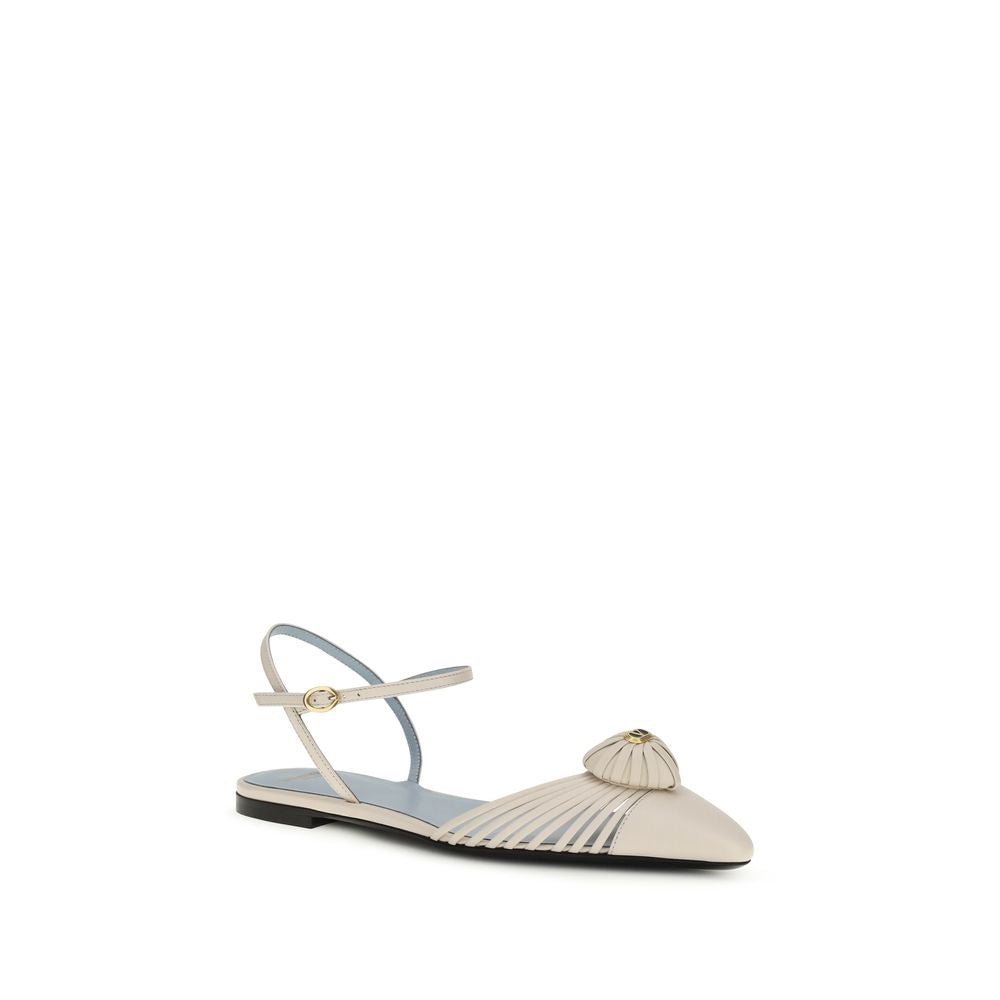 Valentino Garavani Beige Goatskin Flat Sandals - Eljoys Fashion 