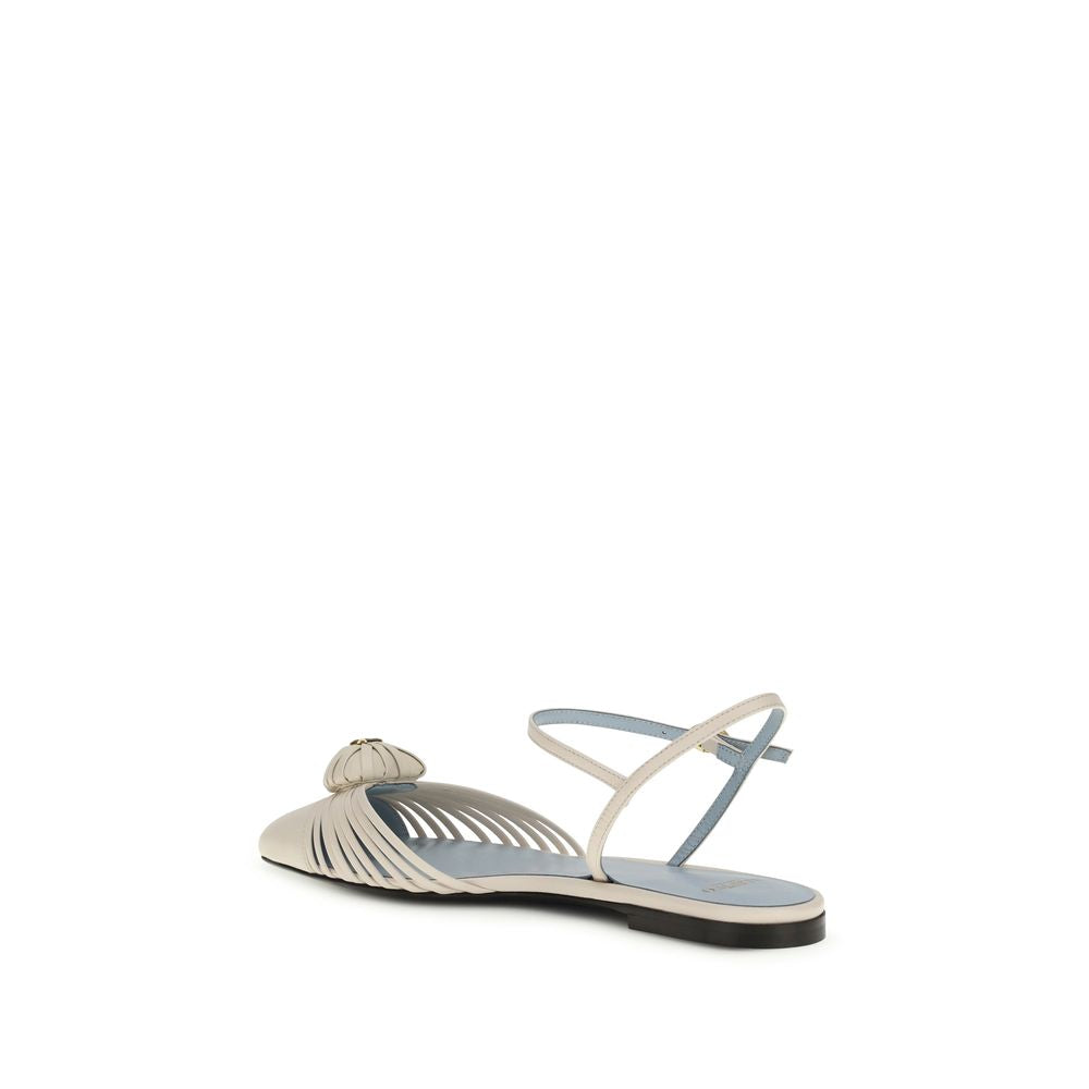 Valentino Garavani Beige Goatskin Flat Sandals - Eljoys Fashion 