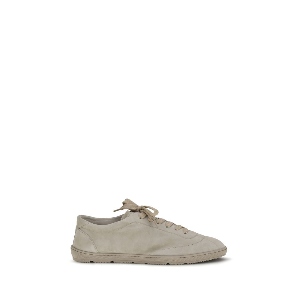 Brunello Cucinelli Beige Calf Leather Bos Taurus Low Top Sneakers Brunello Cucinelli