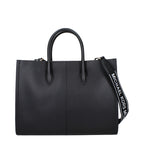 Black leather Michael Kors handbag with silver hardware and structured design, featuring top handles and a sleek, elegant appearance.
