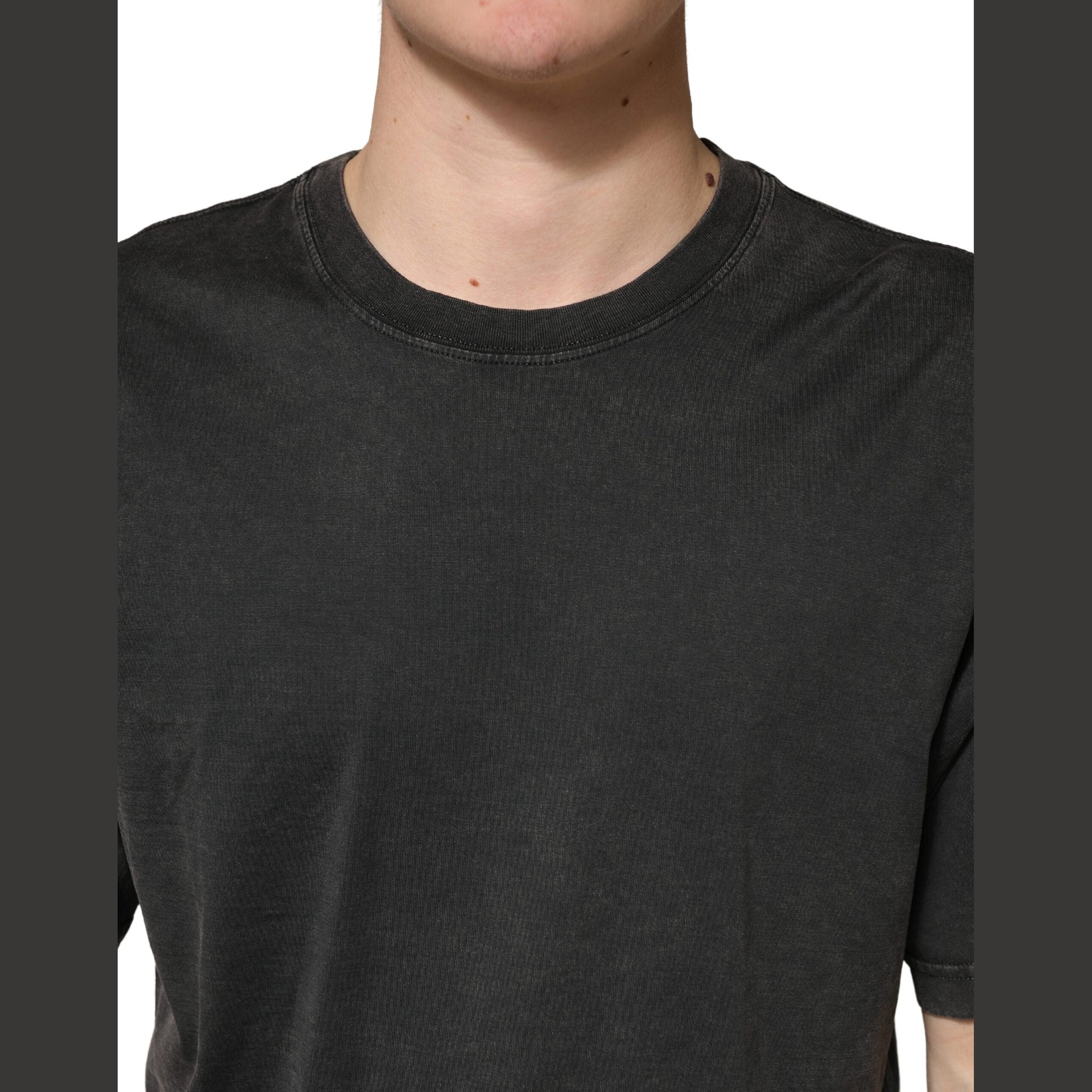 Dolce & Gabbana Black Cotton Crewneck Short Sleeve T-Shirt