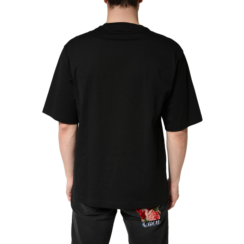 Dolce & Gabbana Black Cotton Crewneck Short Sleeve T-Shirt - Eljoys Fashion 