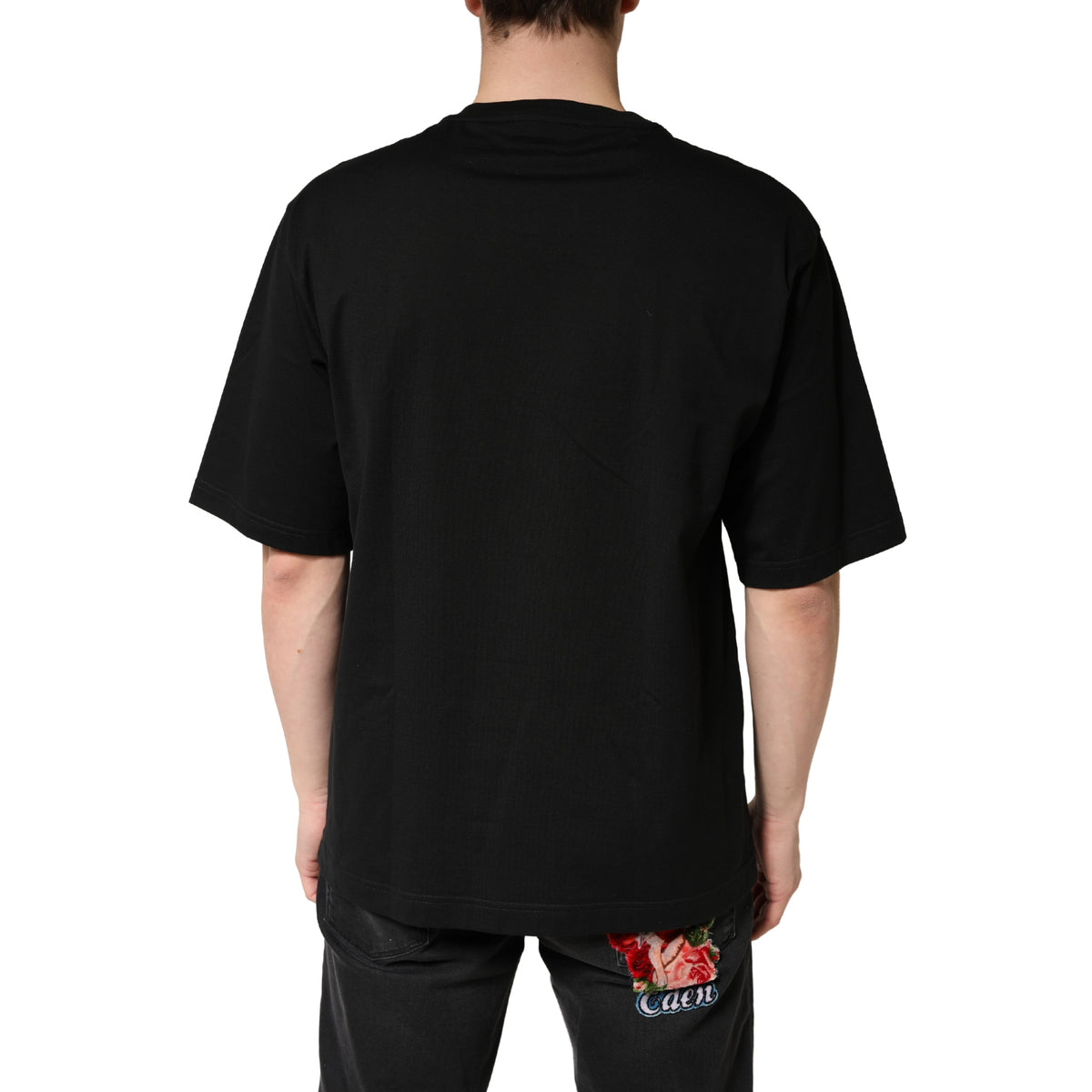 Dolce & Gabbana Black Cotton Crewneck Short Sleeve T-Shirt - Eljoys Fashion 