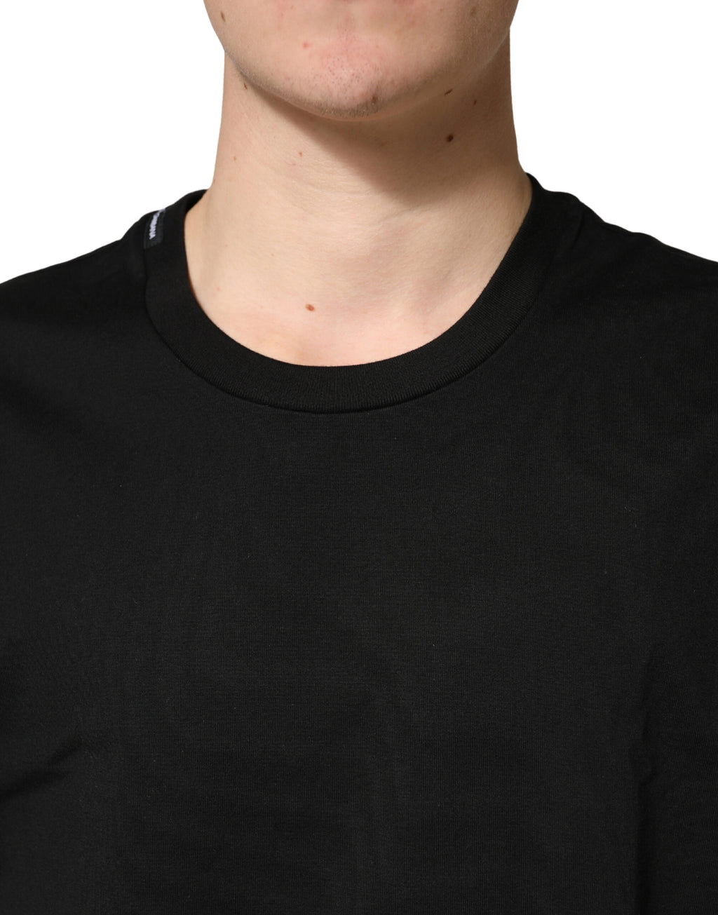 Dolce & Gabbana Black Cotton Crewneck Short Sleeve T-Shirt - Eljoys Fashion 
