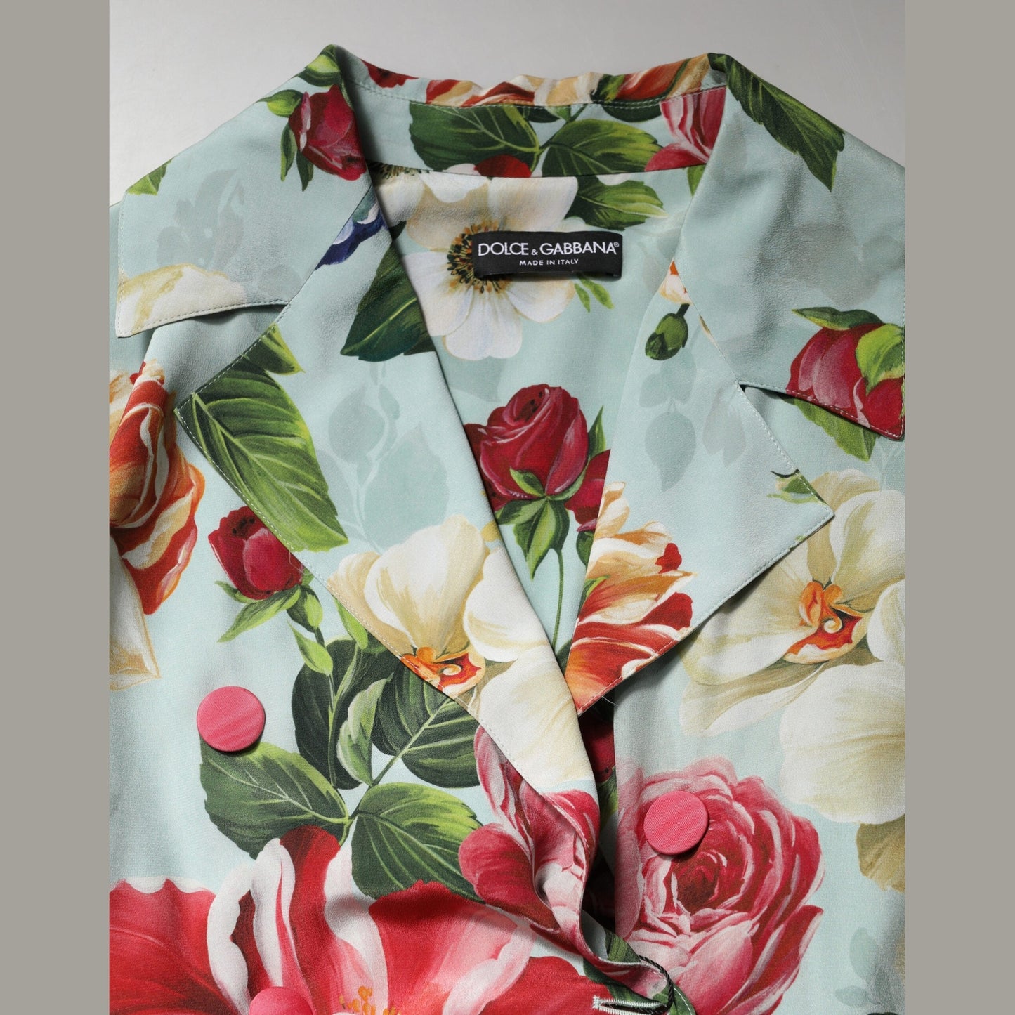 Dolce & Gabbana Green Floral Silk Wrap Midi Long Sleeve Dress