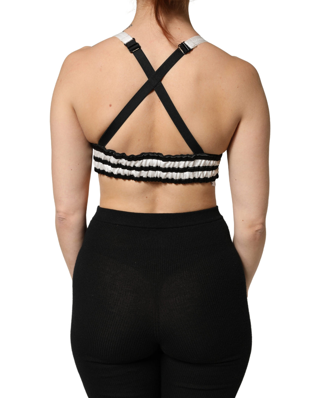Dolce & Gabbana Black Floral Silk Satin Crop Logo Bralette Top - Eljoys Fashion 
