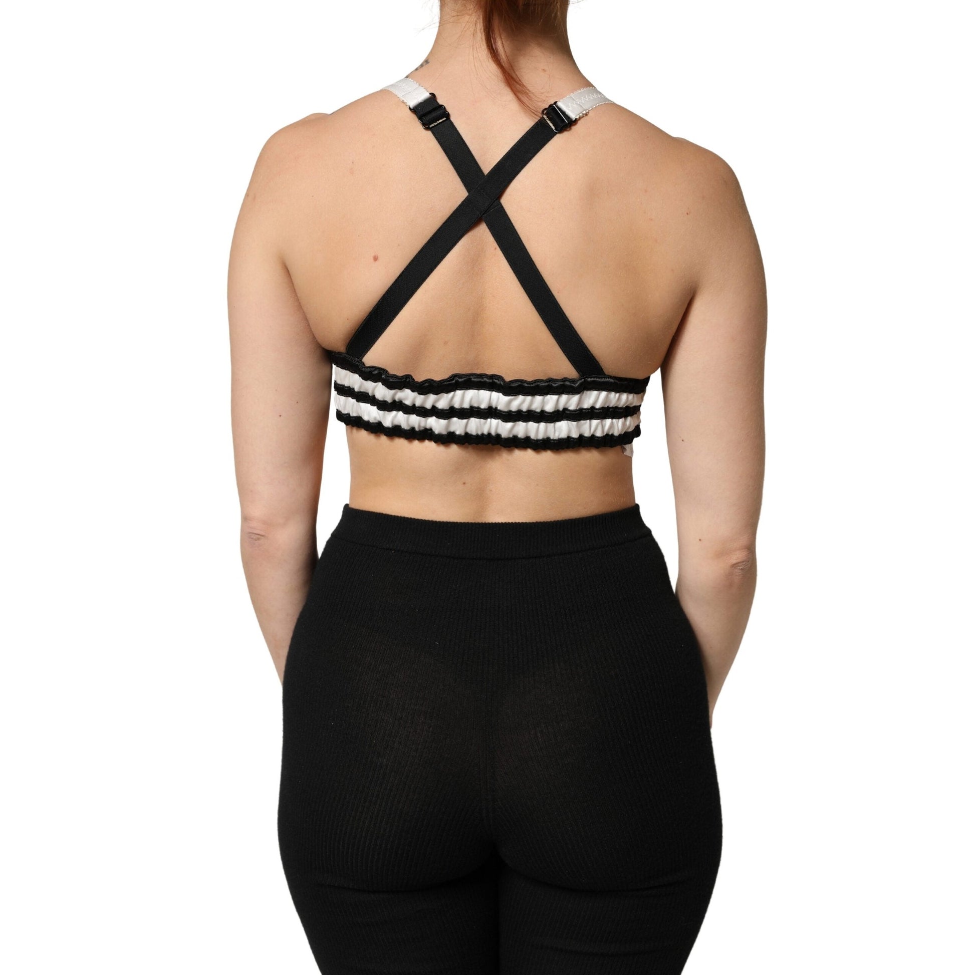 Dolce & Gabbana Black Floral Silk Satin Crop Logo Bralette Top