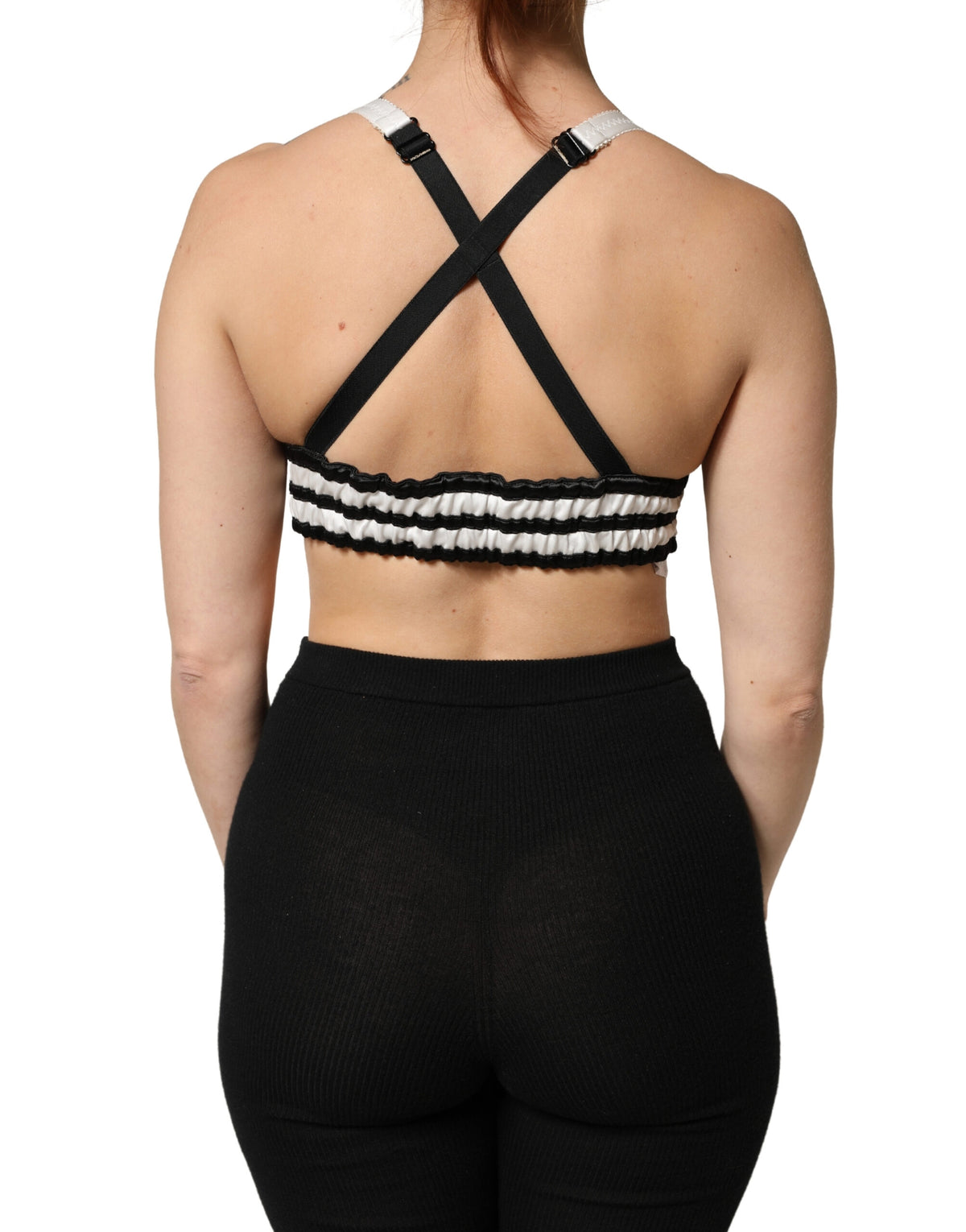 Dolce & Gabbana Black Floral Silk Satin Crop Logo Bralette Top - Eljoys Fashion 