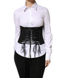 Dolce & Gabbana Black Polyester LaceUp Waist Cincher Corset Top - Eljoys Fashion 