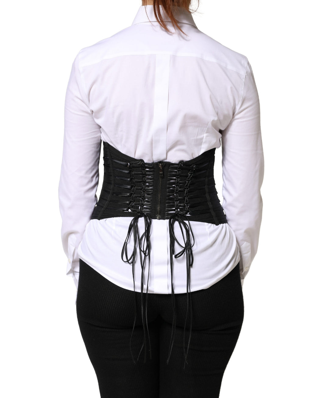Dolce & Gabbana Black Polyester LaceUp Waist Cincher Corset Top - Eljoys Fashion 