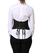 Dolce & Gabbana Black Polyester LaceUp Waist Cincher Corset Top - Eljoys Fashion 