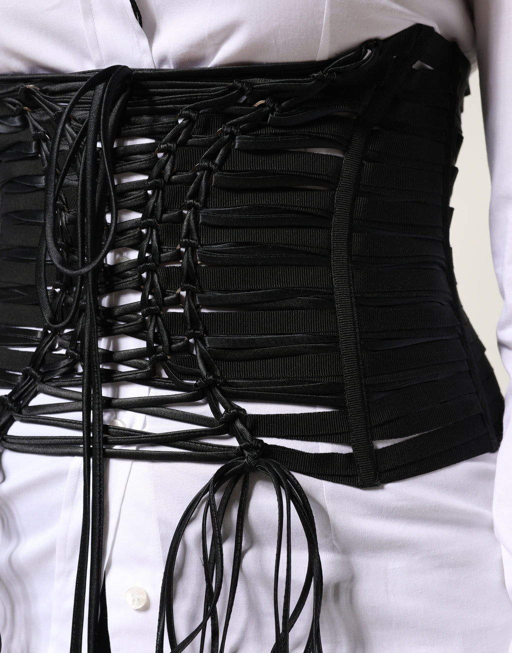 Dolce & Gabbana Black Polyester LaceUp Waist Cincher Corset Top - Eljoys Fashion 