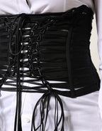 Dolce & Gabbana Black Polyester LaceUp Waist Cincher Corset Top - Eljoys Fashion 