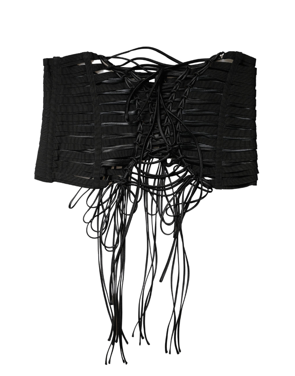 Dolce & Gabbana Black Polyester LaceUp Waist Cincher Corset Top - Eljoys Fashion 