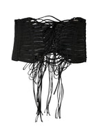 Dolce & Gabbana Black Polyester LaceUp Waist Cincher Corset Top - Eljoys Fashion 