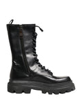 Dolce & Gabbana Black Leather Trek Sole Combat Boots Shoes - Eljoys Fashion 