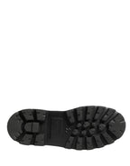 Dolce & Gabbana Black Leather Trek Sole Combat Boots Shoes - Eljoys Fashion 