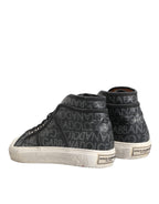 Dolce & Gabbana Black White Canvas Logo Mid Top Sneakers Shoes - Eljoys Fashion 