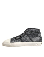 Dolce & Gabbana Black White Canvas Logo Mid Top Sneakers Shoes - Eljoys Fashion 