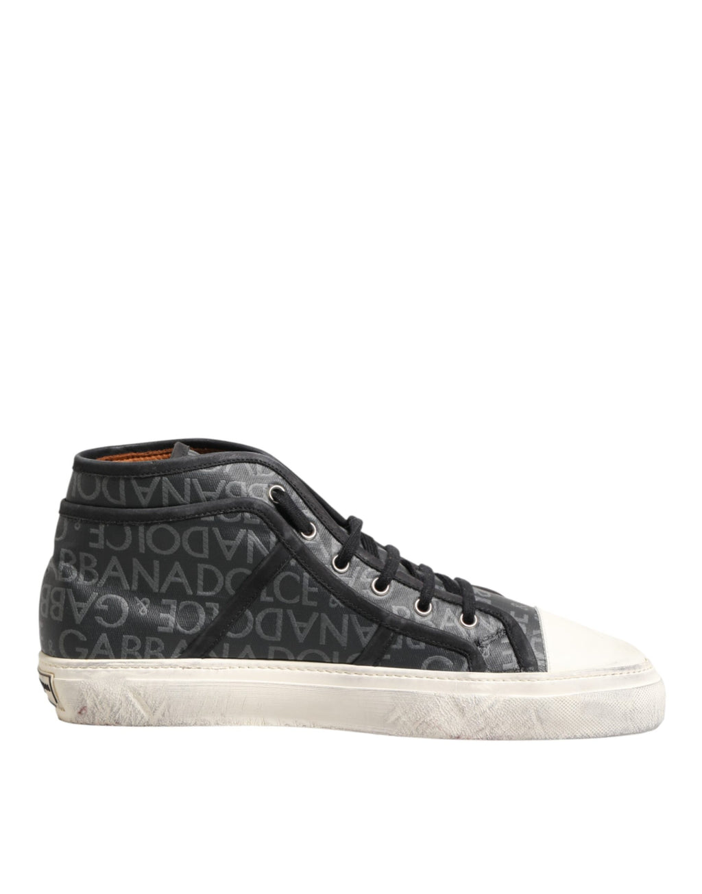 Dolce & Gabbana Black White Canvas Logo Mid Top Sneakers Shoes - Eljoys Fashion 