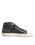 Dolce & Gabbana Black White Canvas Logo Mid Top Sneakers Shoes - Eljoys Fashion 