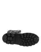 Dolce & Gabbana Black Leather Knee High Combat Boots Shoes - Eljoys Fashion 