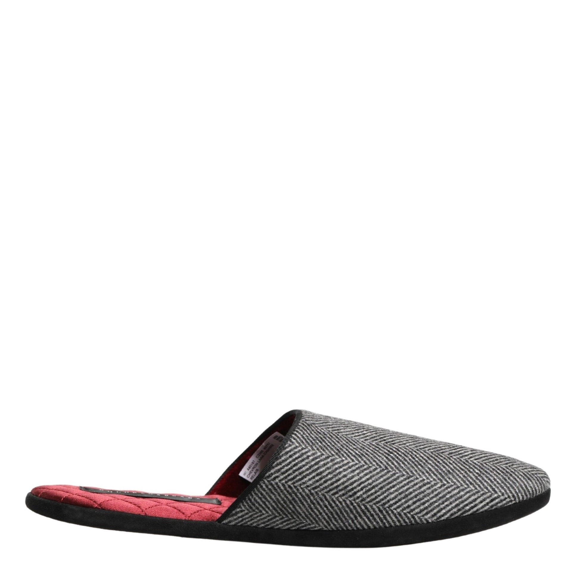 Dolce & Gabbana Grey Herringbone Cashmere Red Slippers Shoes