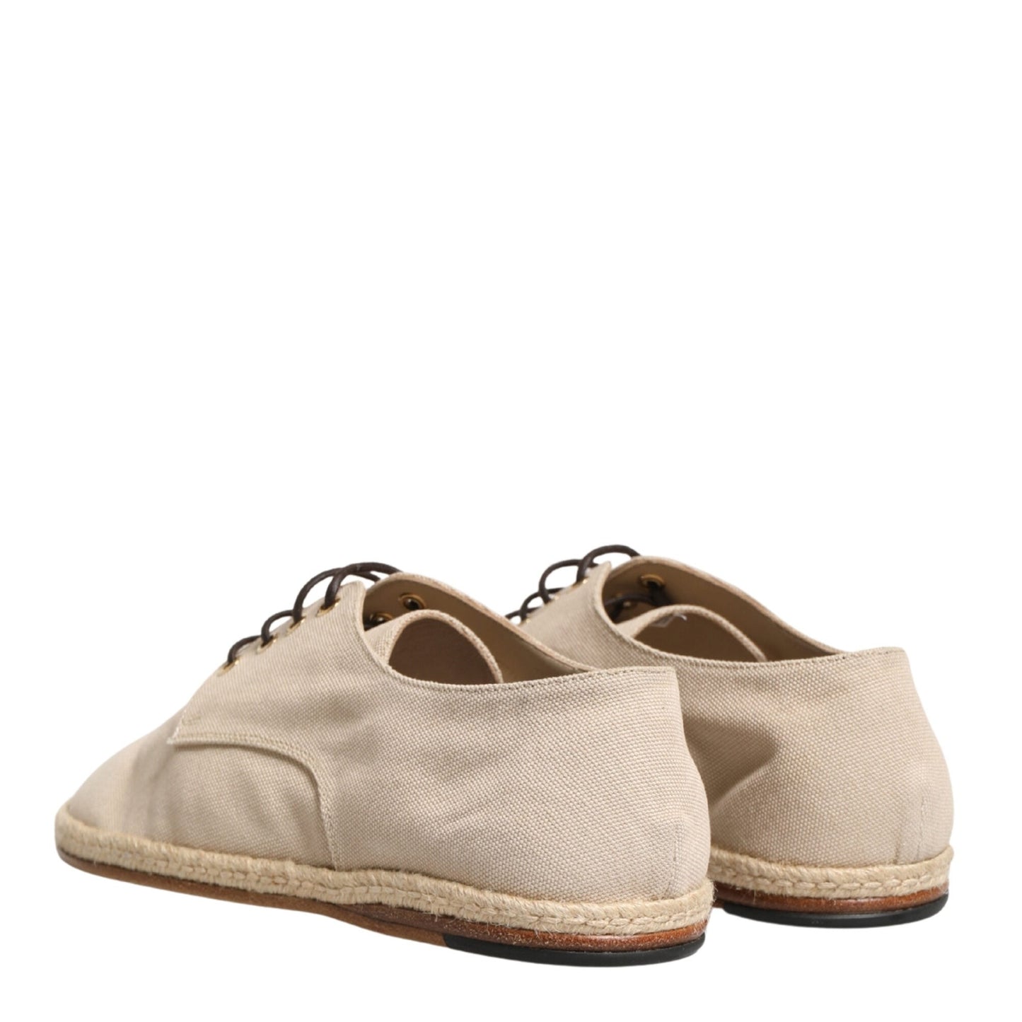Dolce & Gabbana Beige Espadrille Sole Lace Up Canvas Derby Shoes