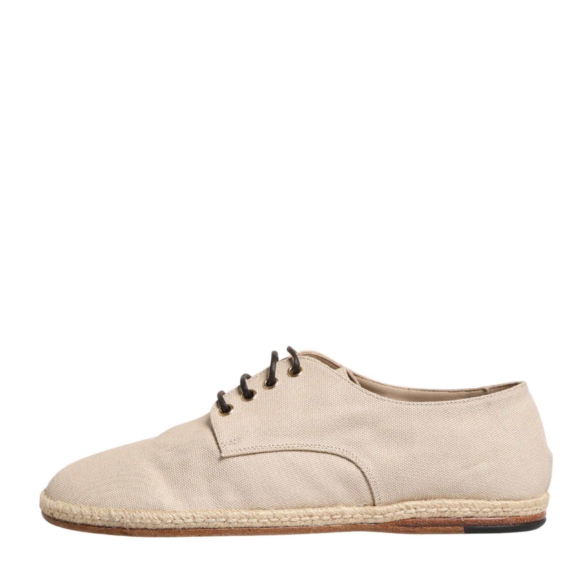 Dolce & Gabbana Beige Espadrille Sole Lace Up Canvas Derby Shoes