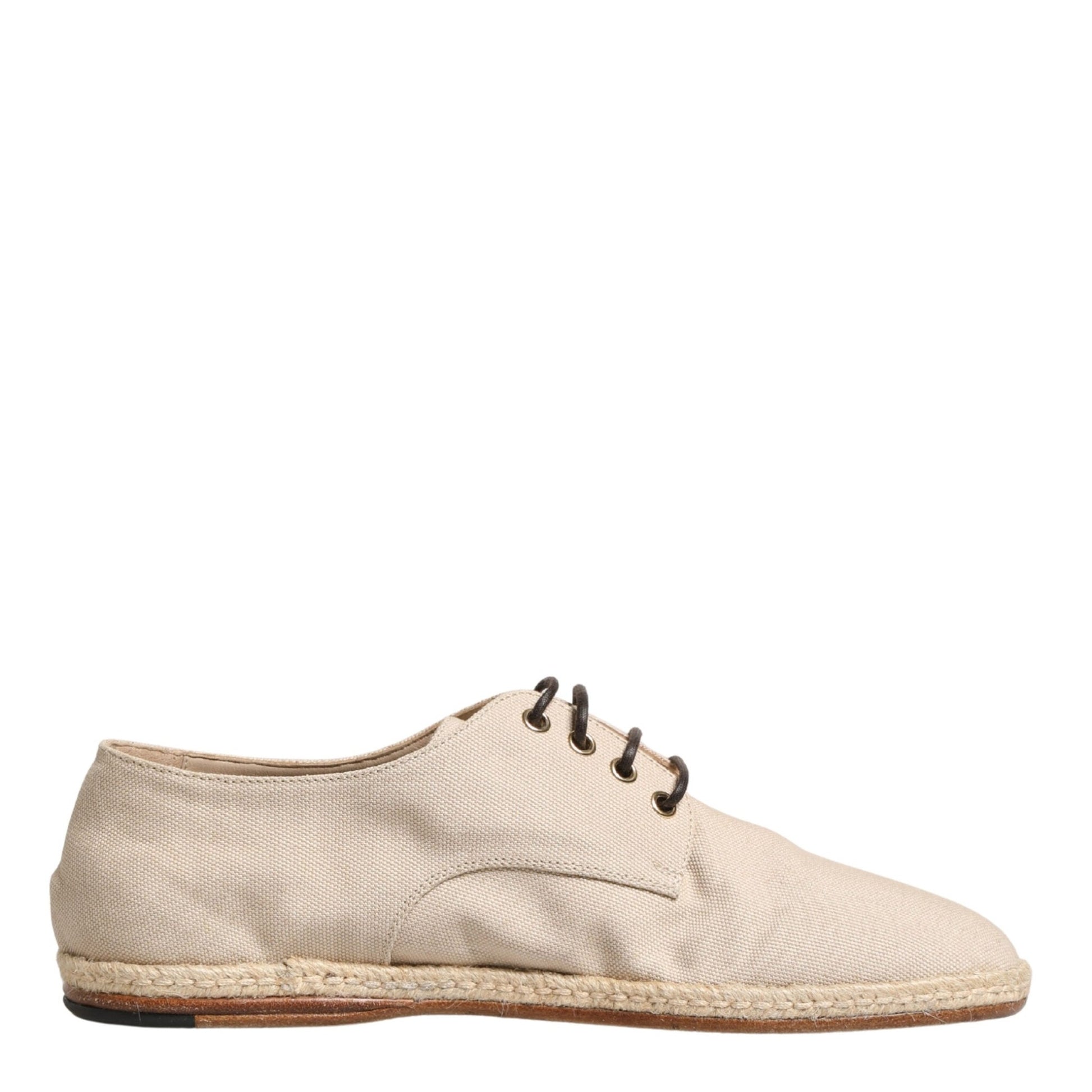 Dolce & Gabbana Beige Espadrille Sole Lace Up Canvas Derby Shoes