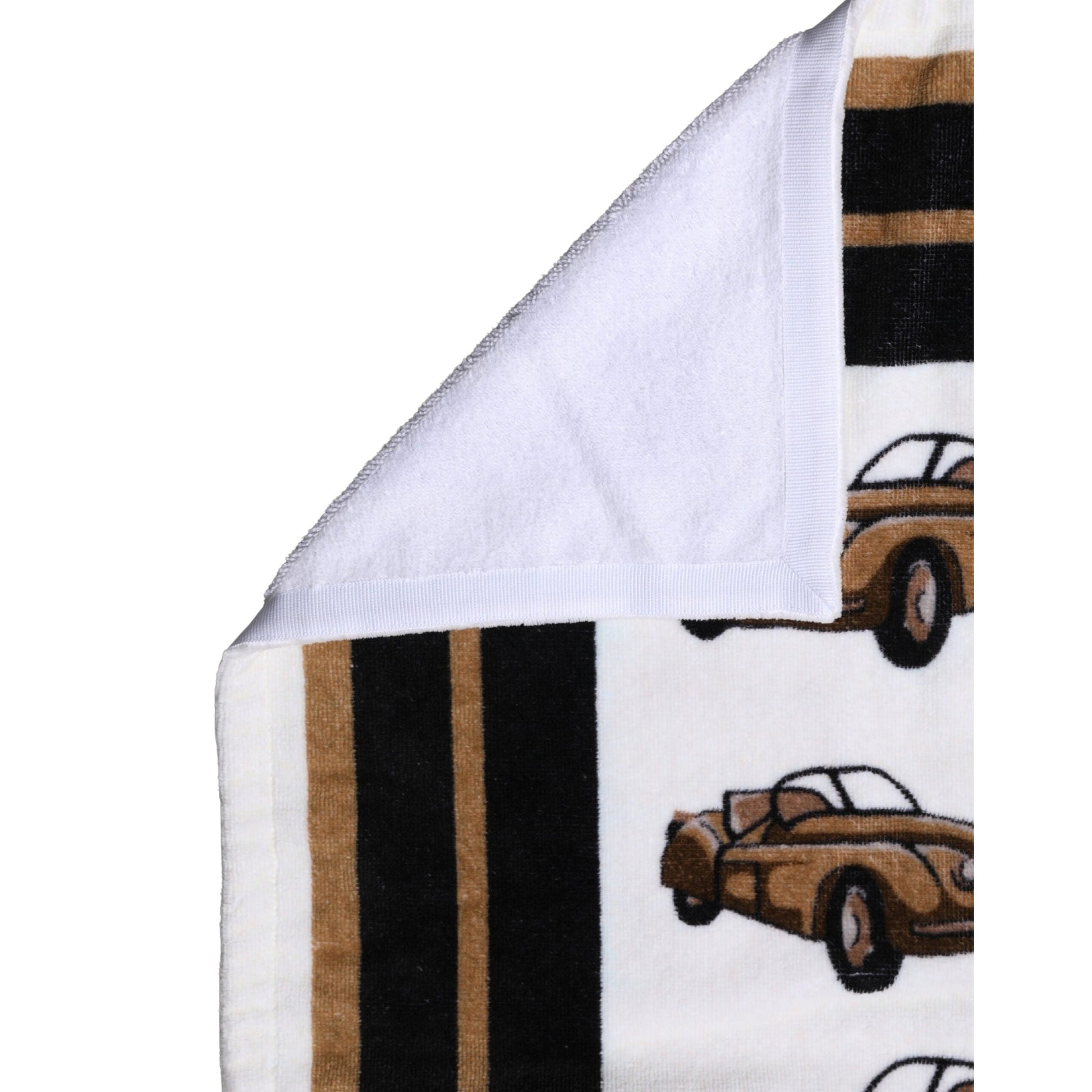 Dolce & Gabbana Towel White Cotton Car Graphic Print 115cm x 180cm Beach