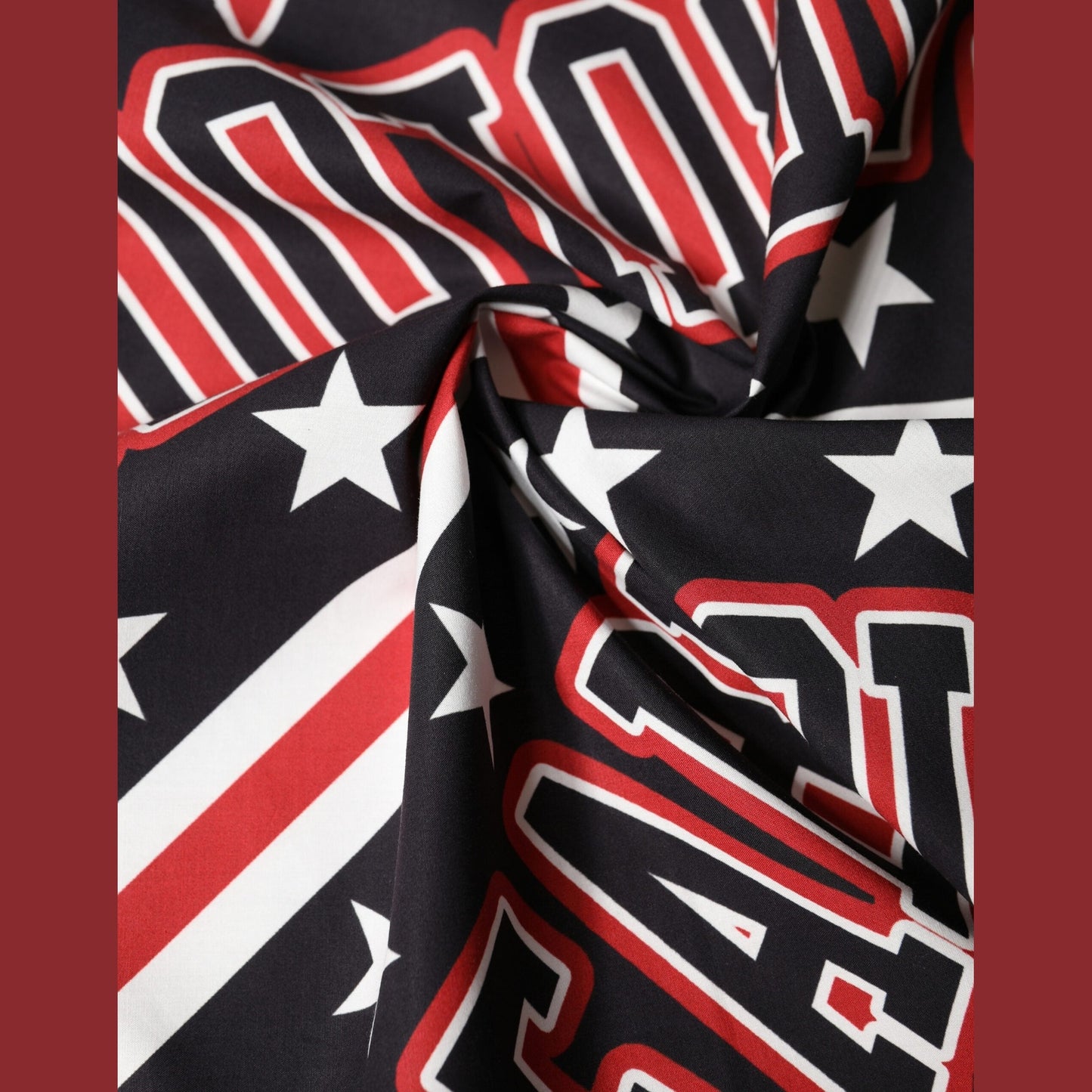 Dolce & Gabbana Black Red Panda Cotton Square Foulard 50.5cm x 50cm Scarf
