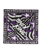 Dolce & Gabbana Black Purple DG King Cotton Foulard 51cm x 49.5cm Scarf - Eljoys Fashion 