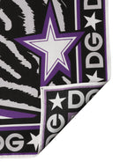Dolce & Gabbana Black Purple DG King Cotton Foulard 51cm x 49.5cm Scarf - Eljoys Fashion 
