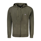 Norway 1963 green polyamide men's cardigan with button-up front and ribbed cuffs, displayed on a neutral background.