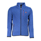 Norway 1963 blue polyester men's sweatshirt with crew neck and long sleeves, casual athletic style.