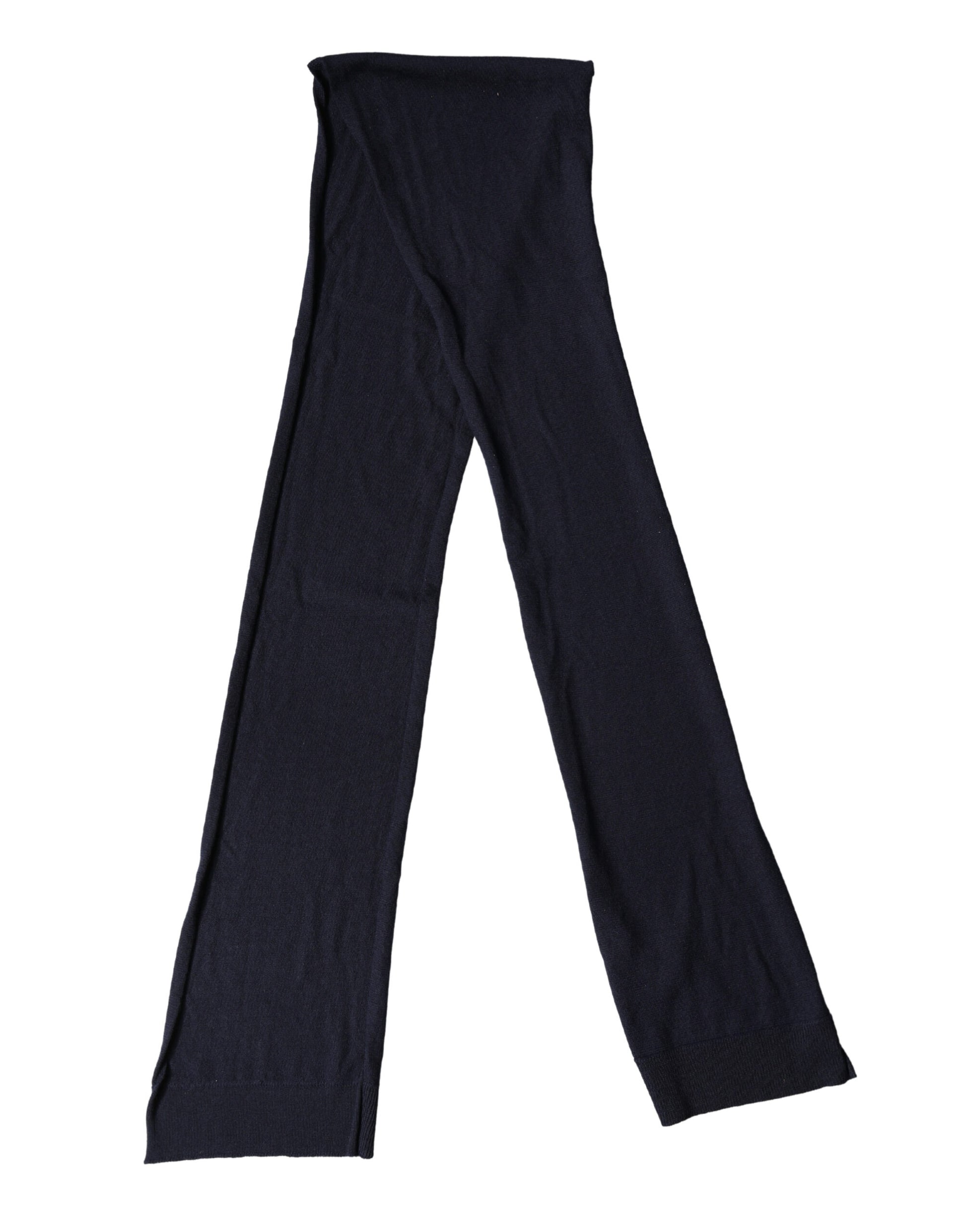 Dolce & Gabbana Blue Wool Knitted Shawl Neck Wrap 200cm x 25cm Scarf Dolce & Gabbana