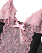 Roberto Cavalli Black Pink Floral Lace Lingerie Top Underwear - Eljoys Fashion 
