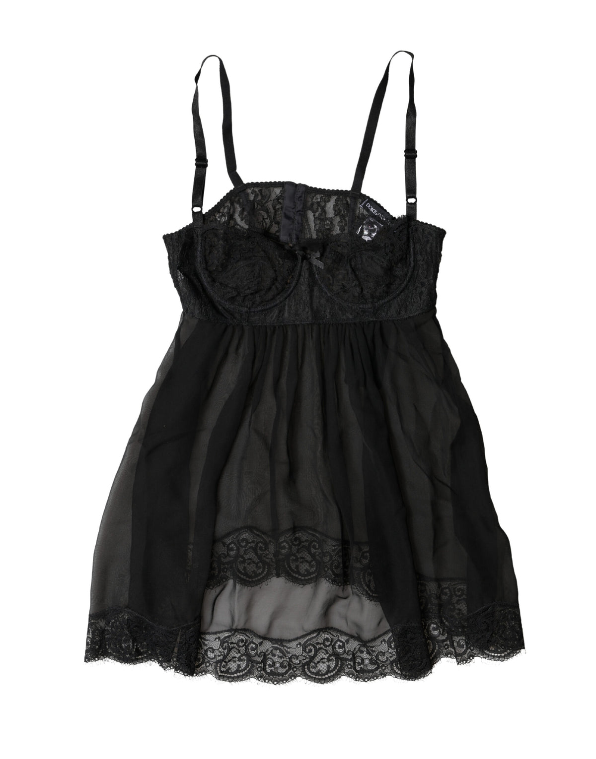 Dolce & Gabbana Black Silk Floral Lace Lingerie Top Underwear - Eljoys Fashion 