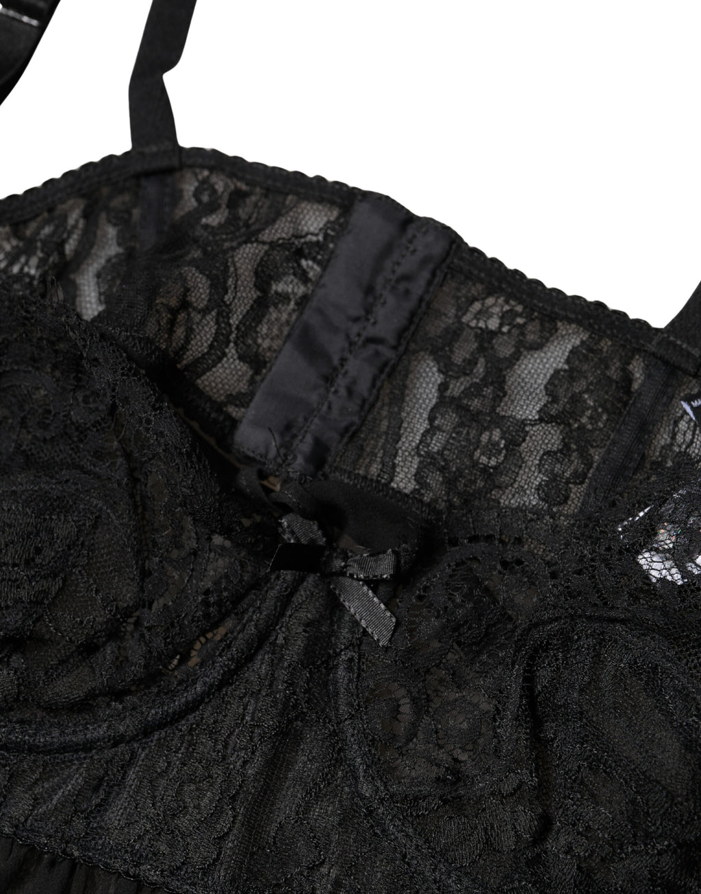 Dolce & Gabbana Black Silk Floral Lace Lingerie Top Underwear - Eljoys Fashion 