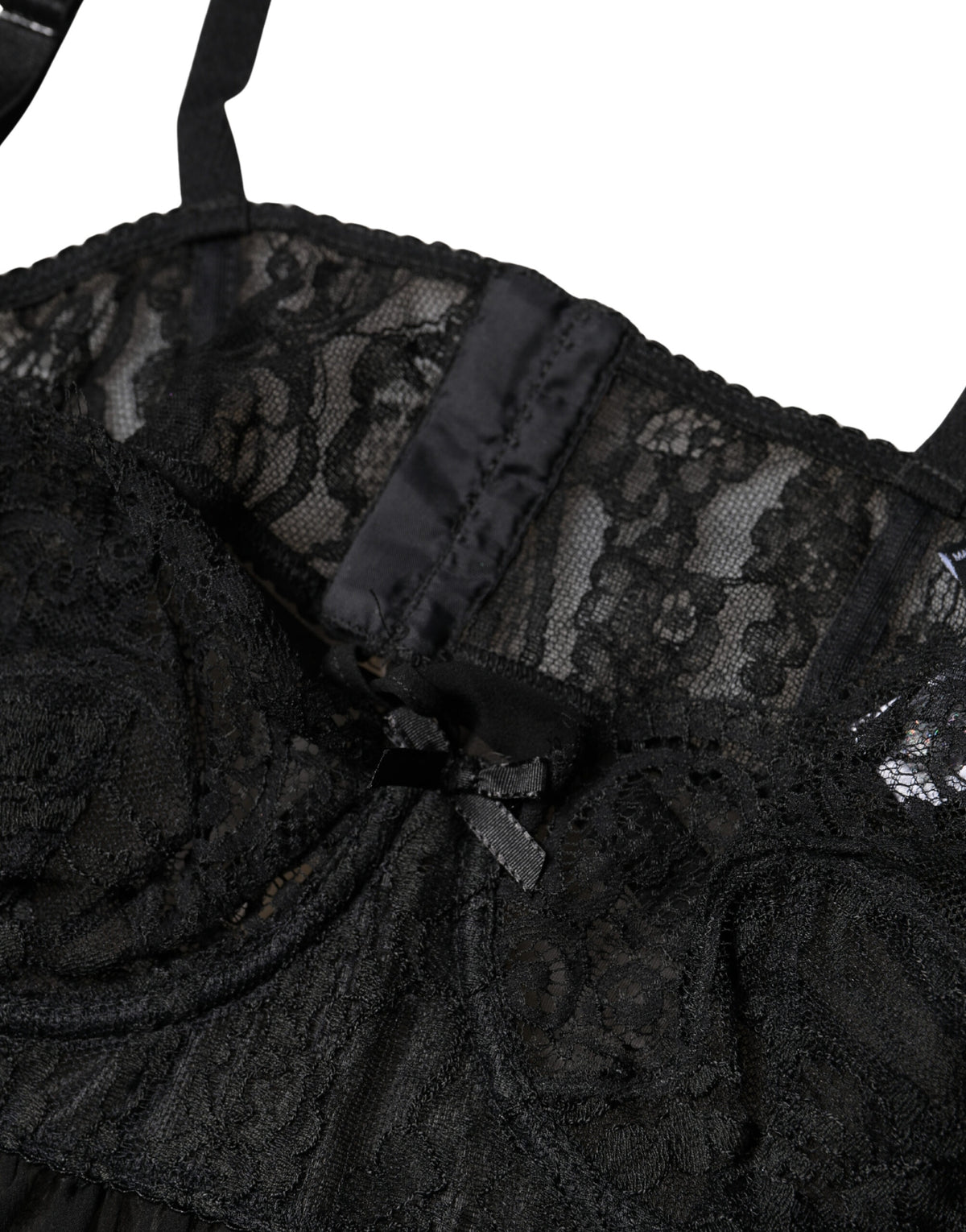 Dolce & Gabbana Black Silk Floral Lace Lingerie Top Underwear - Eljoys Fashion 