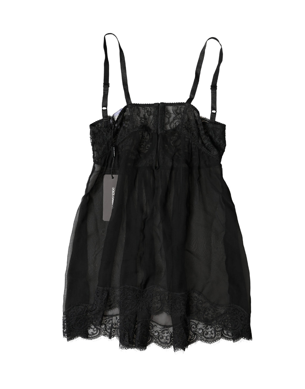 Dolce & Gabbana Black Silk Floral Lace Lingerie Top Underwear - Eljoys Fashion 