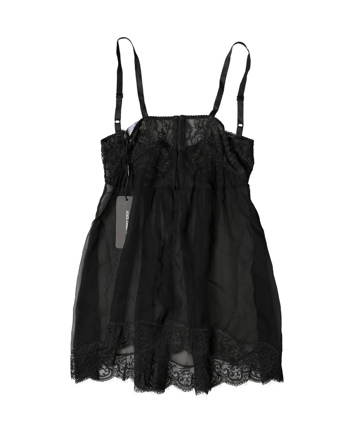 Dolce & Gabbana Black Silk Floral Lace Lingerie Top Underwear - Eljoys Fashion 