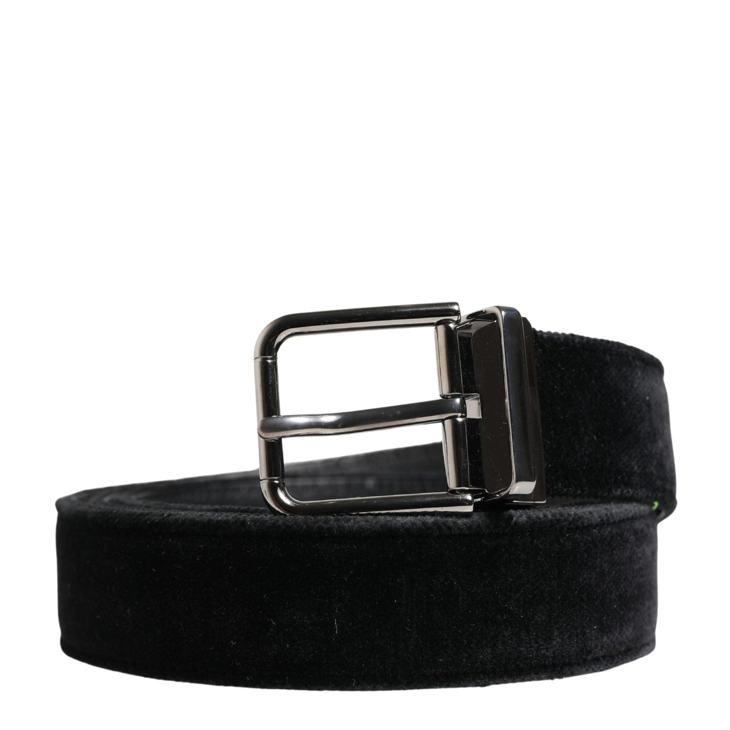 Dolce & Gabbana Black Suede Silver Tone Metal Buckle Men Belt