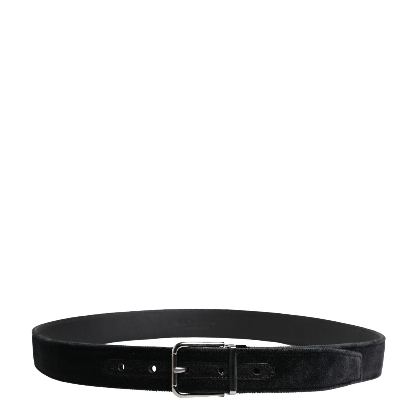 Dolce & Gabbana Black Suede Silver Tone Metal Buckle Men Belt