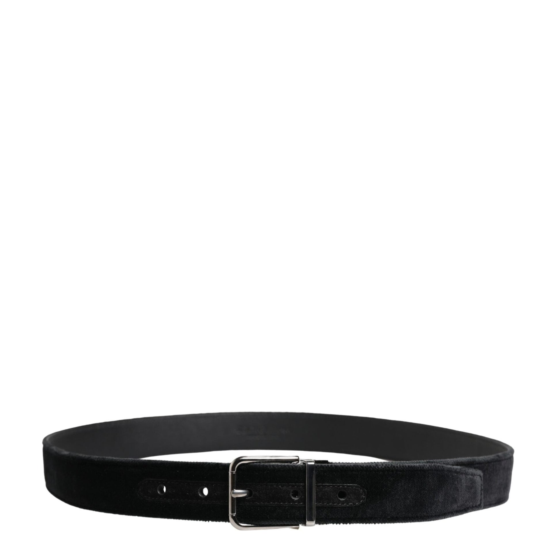 Dolce & Gabbana Black Suede Silver Tone Metal Buckle Men Belt