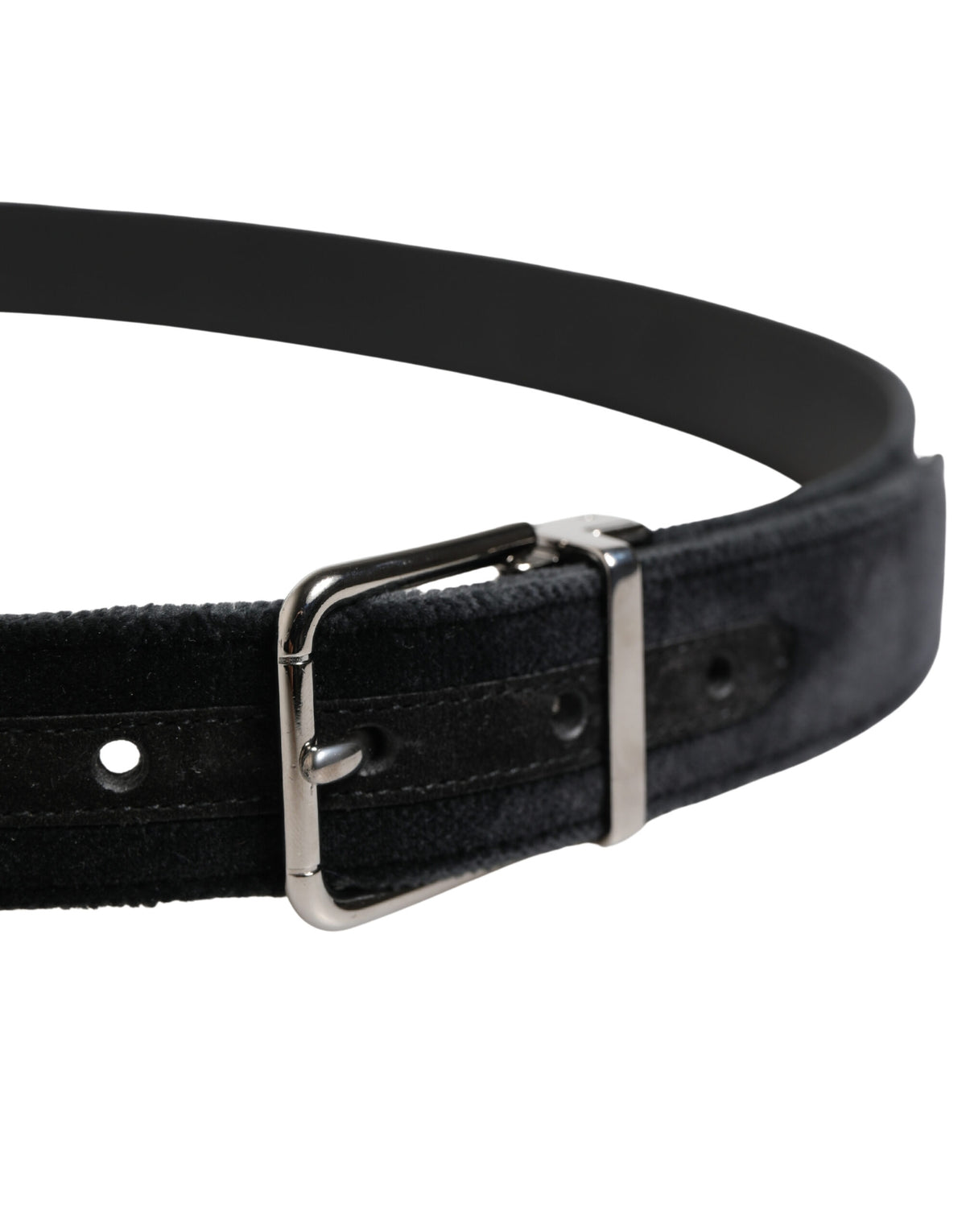 Dolce & Gabbana Black Suede Silver Tone Metal Buckle Men Belt - Eljoys Fashion 